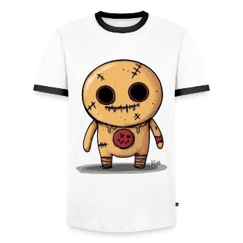 Voodoo Gingerbread Doll - Men's Ringer Shirt - white/black - Front - AI Model Female 172 light (172cm) & AI Model Male 178 dark (178cm)