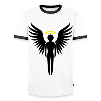 Engel Symbol - Männer Kontrast-T-Shirt - Weiß/Schwarz - Vorne - AI Model Female 172 light (172cm) & AI Model Male 178 dark (178cm)