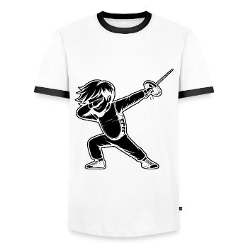Dubbing Boy Fechter Zaun Schwert Degen Fechten - Männer Kontrast-T-Shirt - Weiß/Schwarz - Vorne - AI Model Female 172 light (172cm) & AI Model Male 178 dark (178cm)