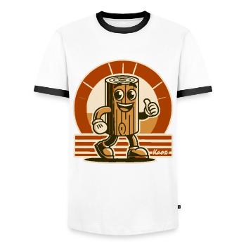 Bloc de bois joyeux, drôle de morceau de bois - T-shirt contrasté Homme - blanc/noir - Devant - AI Model Female 172 light (172cm) & AI Model Male 178 dark (178cm)