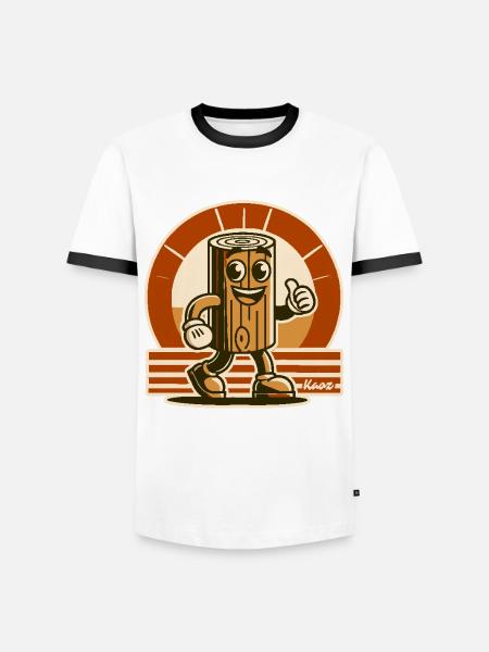 Munter træklods, sjovt stykke træ - Herre kontrast-T-shirt - hvid/sort