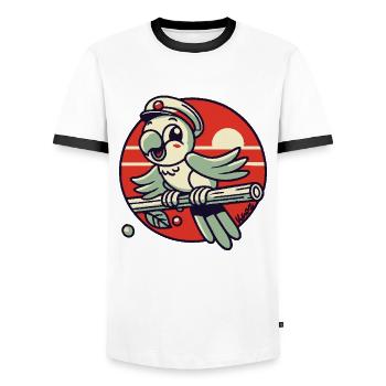 Capitaine Perroquet de la jungle - T-shirt contrasté Homme - blanc/noir - Devant - AI Model Female 172 light (172cm) & AI Model Male 178 dark (178cm)