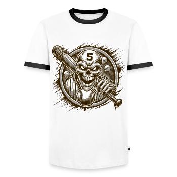 Baseball Skull Skull - Men's Ringer Shirt - white/black - Front - AI Model Female 172 light (172cm) & AI Model Male 178 dark (178cm)