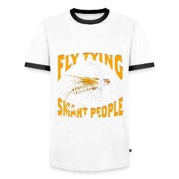 Fly Fishing Fly Anglers - Men's Ringer Shirt - white/black - Front - AI Model Female 172 light (172cm) & AI Model Male 178 dark (178cm)