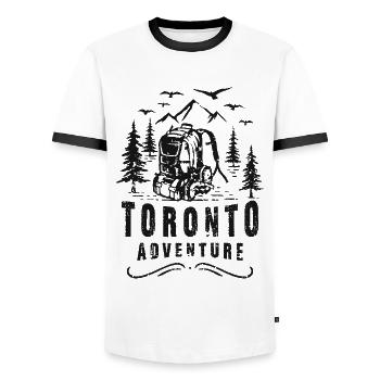 Toronto Outdoor Camper Tente de camping Tentes - T-shirt contrasté Homme - blanc/noir - Devant - AI Model Female 172 light (172cm) & AI Model Male 178 dark (178cm)