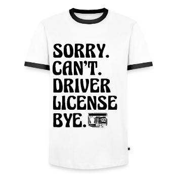 Désolé, je ne peux pas passer l’examen de conduite Bye License - T-shirt contrasté Homme - blanc/noir - Devant - AI Model Female 172 light (172cm) & AI Model Male 178 dark (178cm)