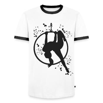Aerialist Aerial Ring Lyra Air Ring - Men's Ringer Shirt - white/black - Front - AI Model Female 172 light (172cm) & AI Model Male 178 dark (178cm)