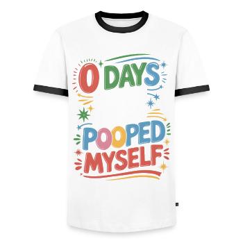 0 jours depuis que je me suis fait caca pour la dernière fois Meme - T-shirt contrasté Homme - blanc/noir - Devant - AI Model Female 172 light (172cm) & AI Model Male 178 dark (178cm)
