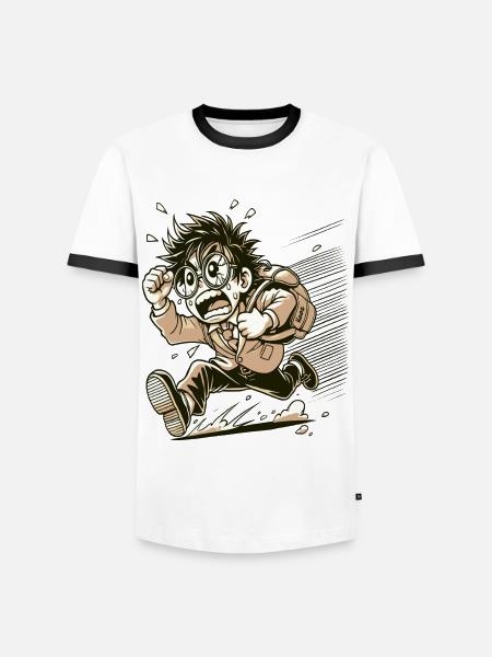 Giapponese nerd arrabbiato otaku - Maglietta Contrast da uomo - bianco/nero