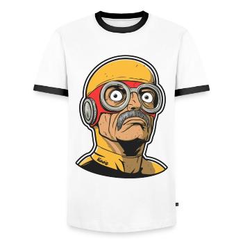 Old Super Hero - Men's Ringer Shirt - white/black - Front - AI Model Female 172 light (172cm) & AI Model Male 178 dark (178cm)