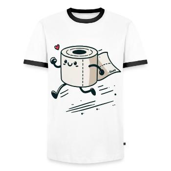 Papier toilette d’urgence rapide - T-shirt contrasté Homme - blanc/noir - Devant - AI Model Female 172 light (172cm) & AI Model Male 178 dark (178cm)