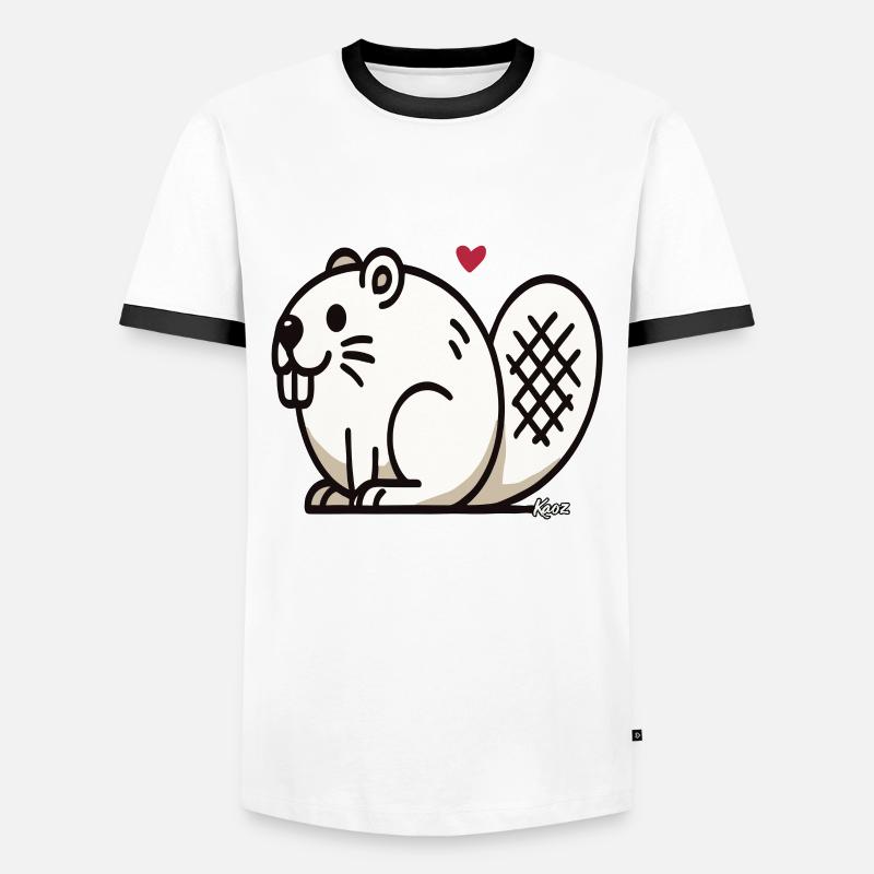 Lustiger dicker Biber - Männer Kontrast-T-Shirt - Weiß/Schwarz