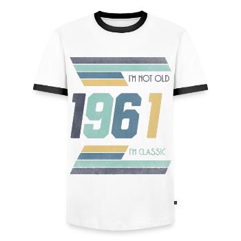 1961 I'm Not Old I'm Classic Gift Idea - Men's Ringer Shirt - white/black - Front - AI Model Female 172 light (172cm) & AI Model Male 178 dark (178cm)