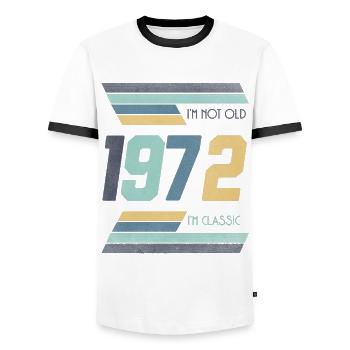 1972 Je ne suis pas vieux Je suis classique Idée cadeau - T-shirt contrasté Homme - blanc/noir - Devant - AI Model Female 172 light (172cm) & AI Model Male 178 dark (178cm)
