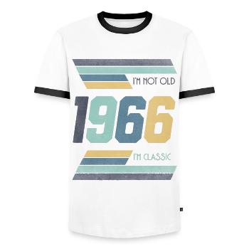 1966 Je ne suis pas vieux Je suis classique Idée cadeau - T-shirt contrasté Homme - blanc/noir - Devant - AI Model Female 172 light (172cm) & AI Model Male 178 dark (178cm)