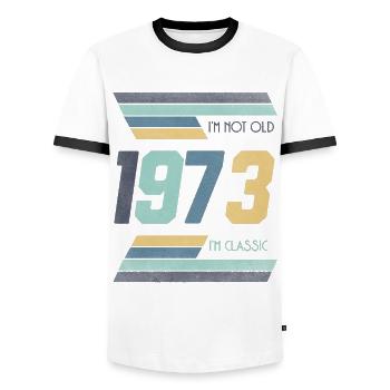 1973 Je ne suis pas vieux Je suis Idée cadeau classique - T-shirt contrasté Homme - blanc/noir - Devant - AI Model Female 172 light (172cm) & AI Model Male 178 dark (178cm)
