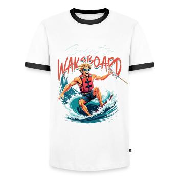 Wakeboarding Born To Wakeboard - Männer Kontrast-T-Shirt - Weiß/Schwarz - Vorne - AI Model Female 172 light (172cm) & AI Model Male 178 dark (178cm)
