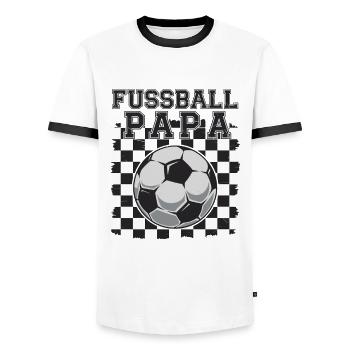 Fussball Papa - Männer Kontrast-T-Shirt - Weiß/Schwarz - Vorne - AI Model Female 172 light (172cm) & AI Model Male 178 dark (178cm)