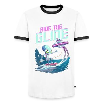 Wakeboarding Wakeboard Wakeboarder Ride The Glide - Männer Kontrast-T-Shirt - Weiß/Schwarz - Vorne - AI Model Female 172 light (172cm) & AI Model Male 178 dark (178cm)
