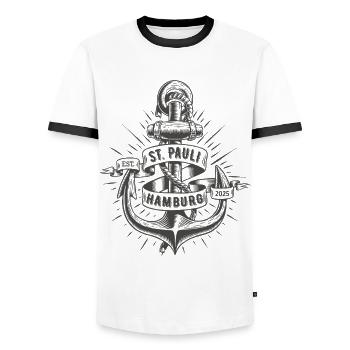 St. Pauli Anker Reeperbahn Kiez - T-shirt contrasté Homme - blanc/noir - Devant - AI Model Female 172 light (172cm) & AI Model Male 178 dark (178cm)