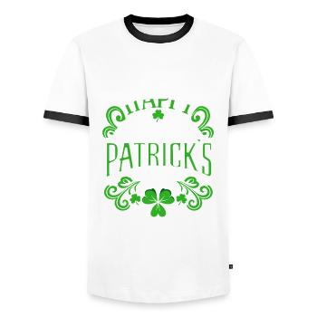 Bonne Saint-Patrick - Shamrock - Irlande - T-shirt contrasté Homme - blanc/noir - Devant - AI Model Female 172 light (172cm) & AI Model Male 178 dark (178cm)
