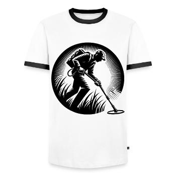 Détecteur de métaux de sonde - T-shirt contrasté Homme - blanc/noir - Devant - AI Model Female 172 light (172cm) & AI Model Male 178 dark (178cm)