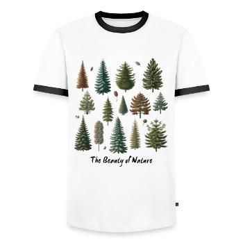 La beauté de la nature, des arbres et des fruits d’autrefois - T-shirt contrasté Homme - blanc/noir - Devant - AI Model Female 172 light (172cm) & AI Model Male 178 dark (178cm)