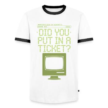 Avez-vous mis un billet ? Soutien informatique - T-shirt contrasté Homme - blanc/noir - Devant - AI Model Female 172 light (172cm) & AI Model Male 178 dark (178cm)