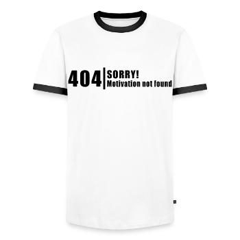 404 Sorry, unfortunately no motivation - Men's Ringer Shirt - white/black - Front - AI Model Female 172 light (172cm) & AI Model Male 178 dark (178cm)