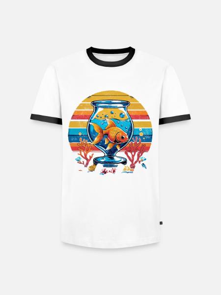 Aquarium Aquaristik - Männer Kontrast-T-Shirt - Weiß/Schwarz