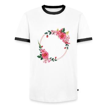 Frühling statt Merz - Männer Kontrast-T-Shirt - Weiß/Schwarz - Vorne - AI Model Female 172 light (172cm) & AI Model Male 178 dark (178cm)