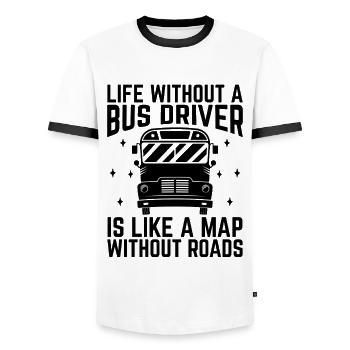 La vie sans chauffeur de bus est comme une carte sans - T-shirt contrasté Homme - blanc/noir - Devant - AI Model Female 172 light (172cm) & AI Model Male 178 dark (178cm)