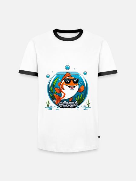 Aquarium Aquaristik - Männer Kontrast-T-Shirt - Weiß/Schwarz