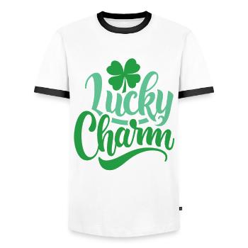 Porte-bonheur - Saint-Patrick - Irlande - T-shirt contrasté Homme - blanc/noir - Devant - AI Model Female 172 light (172cm) & AI Model Male 178 dark (178cm)