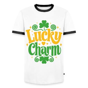 Porte-bonheur - Saint-Patrick - Irlande - T-shirt contrasté Homme - blanc/noir - Devant - AI Model Female 172 light (172cm) & AI Model Male 178 dark (178cm)