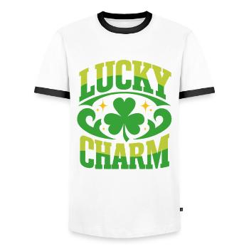 Porte-bonheur - Saint-Patrick - Irlande - T-shirt contrasté Homme - blanc/noir - Devant - AI Model Female 172 light (172cm) & AI Model Male 178 dark (178cm)