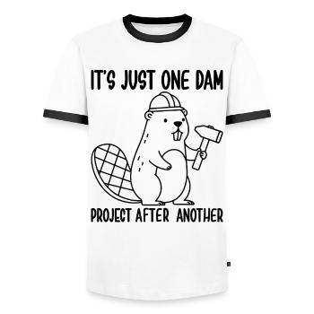 It's Just one Dam Project After Another - Männer Kontrast-T-Shirt - Weiß/Schwarz - Vorne - AI Model Female 172 light (172cm) & AI Model Male 178 dark (178cm)