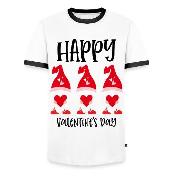 Gnome Happy Valentines Day - Männer Kontrast-T-Shirt - Weiß/Schwarz - Vorne - AI Model Female 172 light (172cm) & AI Model Male 178 dark (178cm)
