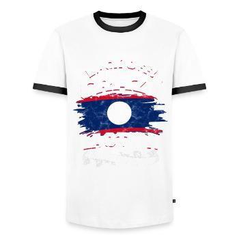 Laos Laotische Wurzel Crazy Laotian Wife - Männer Kontrast-T-Shirt - Weiß/Schwarz - Vorne - AI Model Female 172 light (172cm) & AI Model Male 178 dark (178cm)