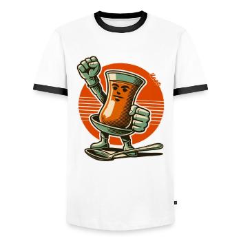 Faust hoch! Kämpferischer Çay Tee mit Löffel - Men's Ringer Shirt - white/black - Front - AI Model Female 172 light (172cm) & AI Model Male 178 dark (178cm)