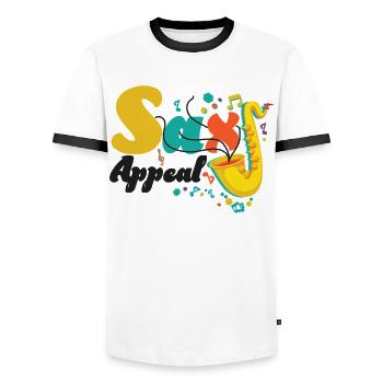 Saxophones Pun Sax Appeal - T-shirt contrasté Homme - blanc/noir - Devant - AI Model Female 172 light (172cm) & AI Model Male 178 dark (178cm)