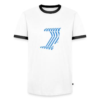 Der Korb ruft - Strandkorb - Meer - Urlaub - Männer Kontrast-T-Shirt - Weiß/Schwarz - Vorne - AI Model Female 172 light (172cm) & AI Model Male 178 dark (178cm)