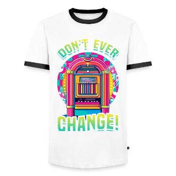 Jukebox Collector Don't Ever Change - Men's Ringer Shirt - white/black - Front - AI Model Female 172 light (172cm) & AI Model Male 178 dark (178cm)