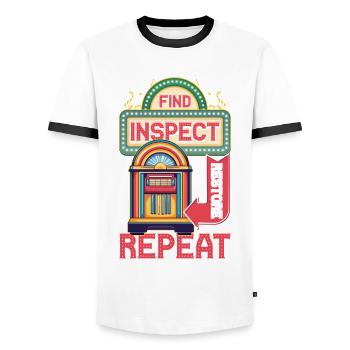 Jukebox Collector Trouver Inspecter Restaurer Répéter - T-shirt contrasté Homme - blanc/noir - Devant - AI Model Female 172 light (172cm) & AI Model Male 178 dark (178cm)