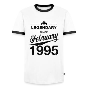 30th Birthday Legendary February 1995 Volume 95 - Men's Ringer Shirt - white/black - Front - AI Model Female 172 light (172cm) & AI Model Male 178 dark (178cm)