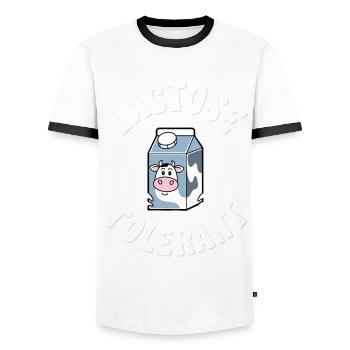 Lactose tolerant Milk lovers Lactose tolerance - Men's Ringer Shirt - white/black - Front - AI Model Female 172 light (172cm) & AI Model Male 178 dark (178cm)