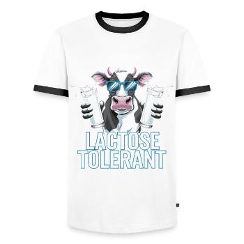 Tolérants au lactose Amateurs de lait - T-shirt contrasté Homme - blanc/noir - Devant - AI Model Female 172 light (172cm) & AI Model Male 178 dark (178cm)