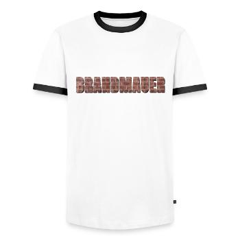 BRANDMAUER GEGEN RECHTS - Männer Kontrast-T-Shirt - Weiß/Schwarz - Vorne - AI Model Female 172 light (172cm) & AI Model Male 178 dark (178cm)
