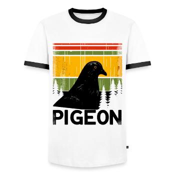 Taube Retro Wald Vogelbeobachtung Vogelbeobachter - Männer Kontrast-T-Shirt - Weiß/Schwarz - Vorne - AI Model Female 172 light (172cm) & AI Model Male 178 dark (178cm)