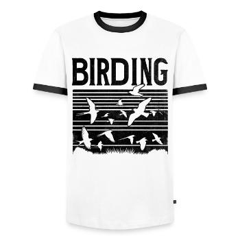 Birding Birding Birdwatch Birdbird Bird Bird - T-shirt contrasté Homme - blanc/noir - Devant - AI Model Female 172 light (172cm) & AI Model Male 178 dark (178cm)